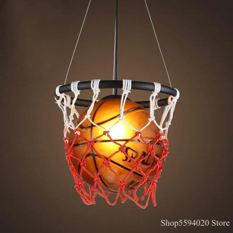American Retro Baloncesto Colgante LampCreative el Deporte Moderno en la Sala infantil de la lámpara de Araña que Cuelga de la Lámpara Luminaria Suspendido Luces 3