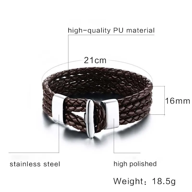 FNL LK4 brazalete de acero inoxidable venta caliente popular pulsera de hombre de acero único de cuero marrón material de la pulsera 18cm 3
