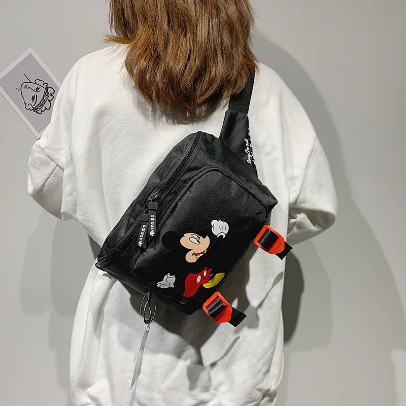 De Mickey Mouse de Disney en el pecho de la bolsa de los niños y las niñas de gran capacidad de la correa de la bolsa de dibujos animados bolso de hombro bolsa de mensajero de las niñas de la bolsa de compras 3