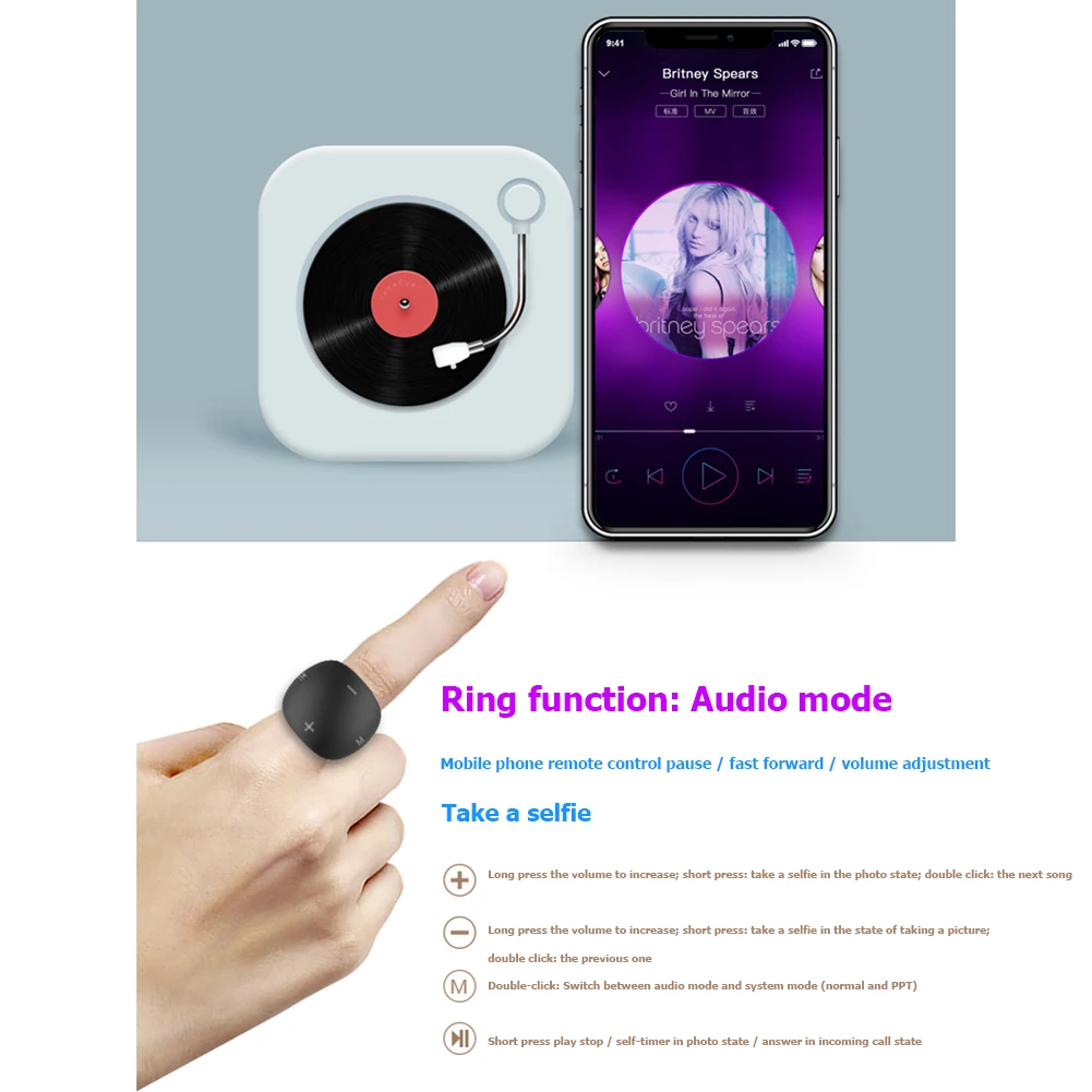 Bluetooth 5.0 Anillo de Control Remoto R51 Ligero de Moda Dedos el Anillo de Accesorios para el iPhone Teléfono Android TV Box 3