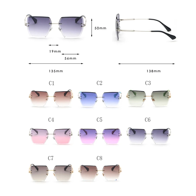 Las mujeres de la Plaza de Montura de Gafas de sol de las Mujeres de Gradiente 2020 Tonos de Moda de Lujo Unisex gafas de Sol de Mujer de las Señoras de color Gris Gafas UV400 3