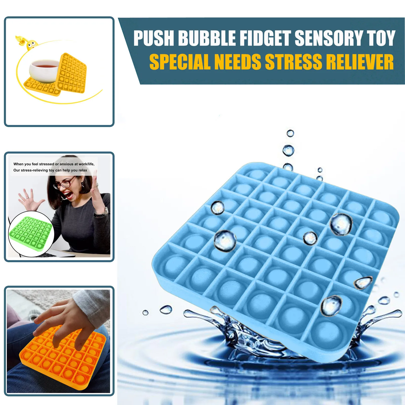 Empuje la Burbuja Fidget Sensorial Juguete Autismo Necesidades Especiales Calmante para el Estrés Rompecabezas juguetes de la novedad de juguete burbujas de aliviar la ansiedad de los juguetes 3