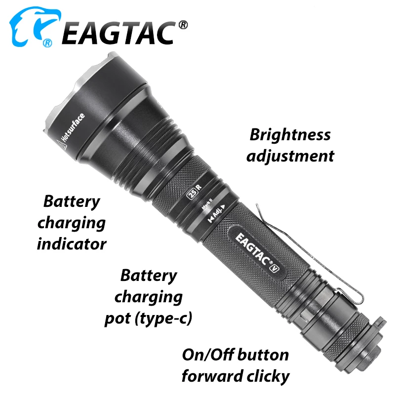 EAGTAC S25V Linterna Táctica de Caza de la Antorcha USB Recahargeable 664 Metros 21700 5000mAh de la Batería Impermeable Deber de Luz 3