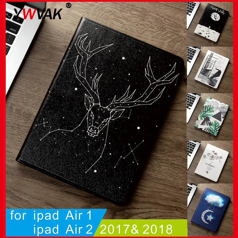 El caso De Nueva 2017 2018 iPad de 9,7 pulgadas de Aire 2 Aire 1 de alta calidad de silicona Suave con el Auto despierta/la Función Sleep Stand de Smart Cover 3