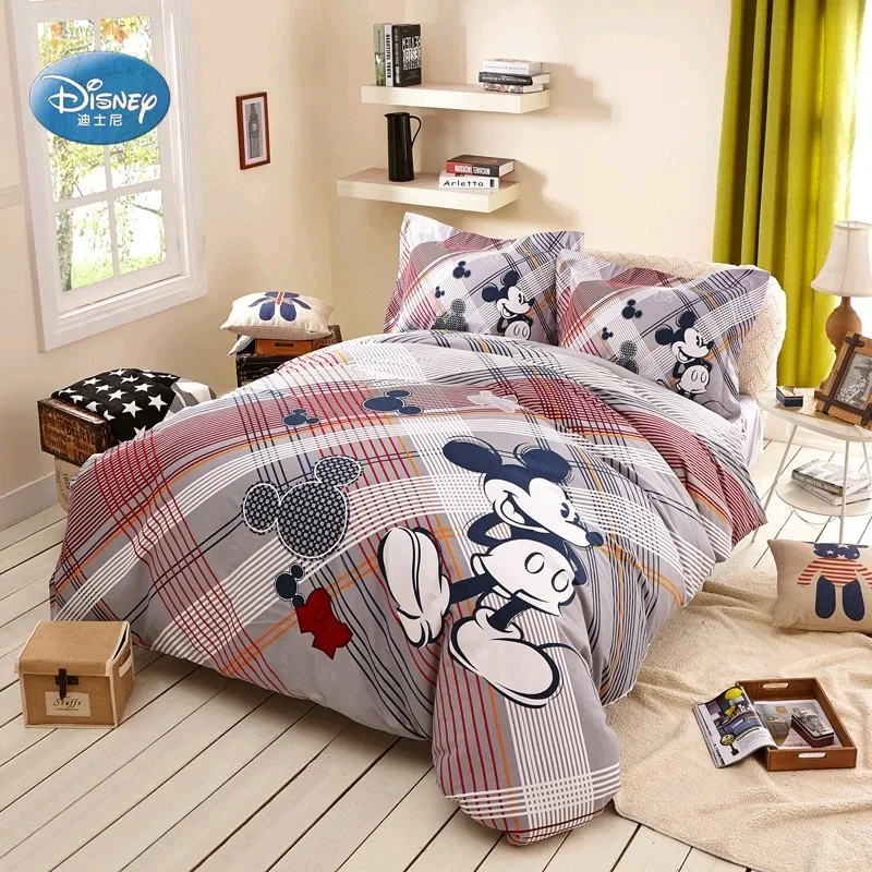 De Mickey Mouse de Disney en 3D de Impresión de ropa de Rayas a Cuadros ropa de Cama para Niños, Adultos Dormitorio Decoración de la Cubierta de Edredón Conjunto no Qulit 4