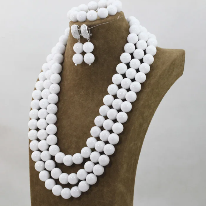 Fantástica Calidad de Coral Blanco de Perlas de la Joyería Conjunto 26pulgadas Babero con Cuentas de Collar de Traje de las Mujeres de la Joyería Libre del Envío CNR734 4
