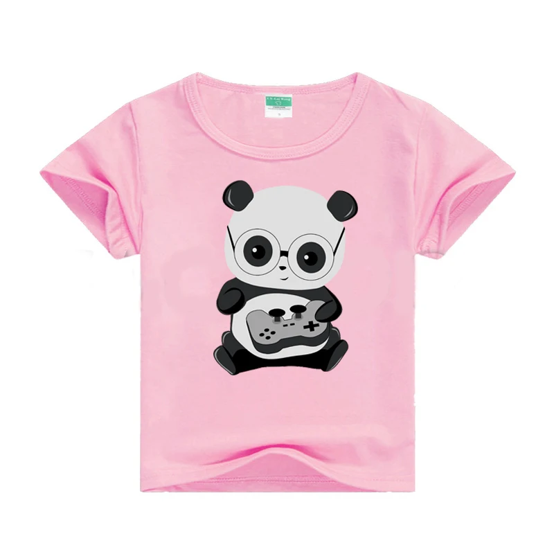 Gamer Panda Niño de las Niñas de color Rosa Camiseta de Verano de 2020 T-Shirt para los Niños de la Impresión de la Camiseta de la parte Superior Camisetas de Manga Corta de Niña Camiseta de Niño del Bebé 4
