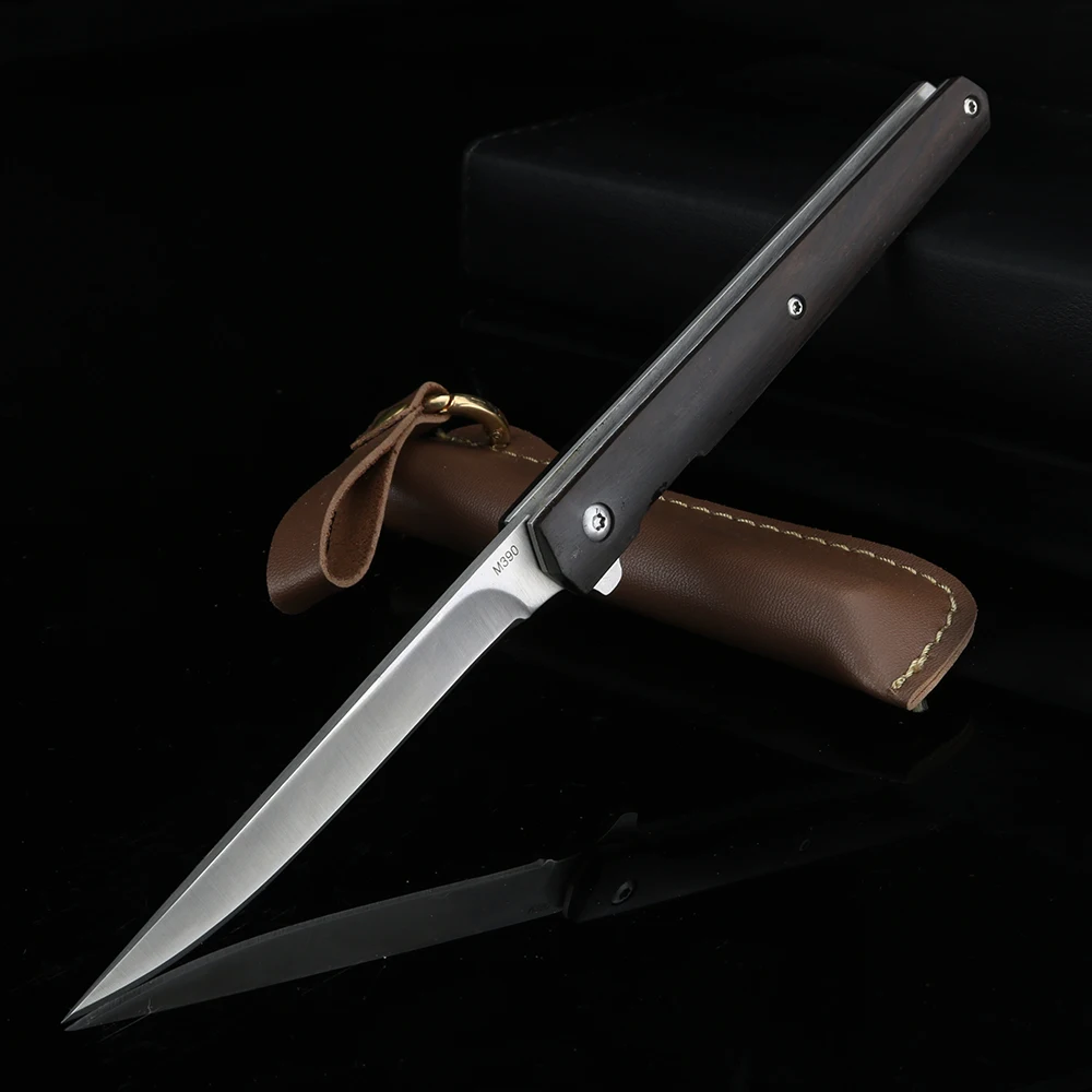 Doblar la hoja del cuchillo Negro 59HRC mango de las navajas de bolsillo para acampar al aire libre cuchillo de caza cuchillos de frutas 4