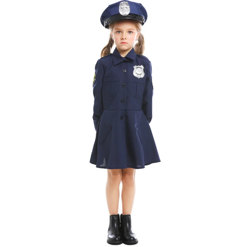 Las niñas oficial de la Policía de traje de cosplay de halloween para niña de Carnaval, disfraces Encantadores de la Policía de Uniforme de las Niñas Slim de la Policía de la Falda 4