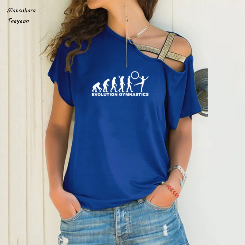 Evolución de la Gimnasia Impresión Camisetas de las Mujeres de Moda de Verano de manga Corta Camiseta de Algodón Femme Casual Harajuku Tee Superior 4