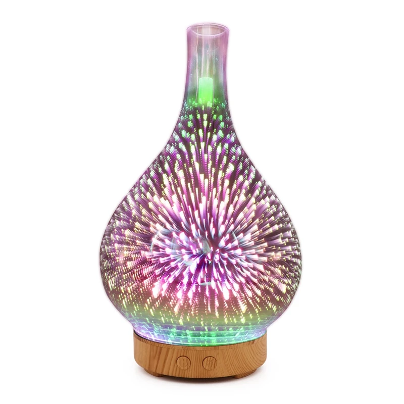 3D de Fuegos artificiales Jarrón de Cristal de Forma Humidificador de Aire con 7 Colores Led Luz de la Noche Aroma del Aceite Esencial Difusor Mist Maker Ultrasónico Humi 4