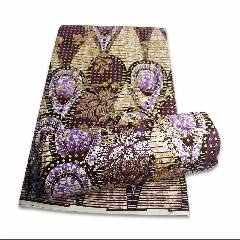 Impresión de ORO de la moda africana anakra algodón africano de cera de la tela de nigeria ghana kitenge dashiki cera real tela 6yards sequiens 4