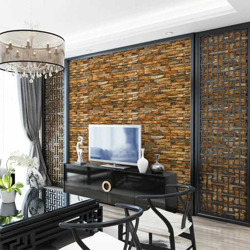 3D Fondos de pantalla Pegatinas Retro de Ladrillo para la Sala de estar del Dormitorio de BRICOLAJE, Decoración de la pared adhesivo Impermeable que Cubre la Pared de papel Tapiz 4