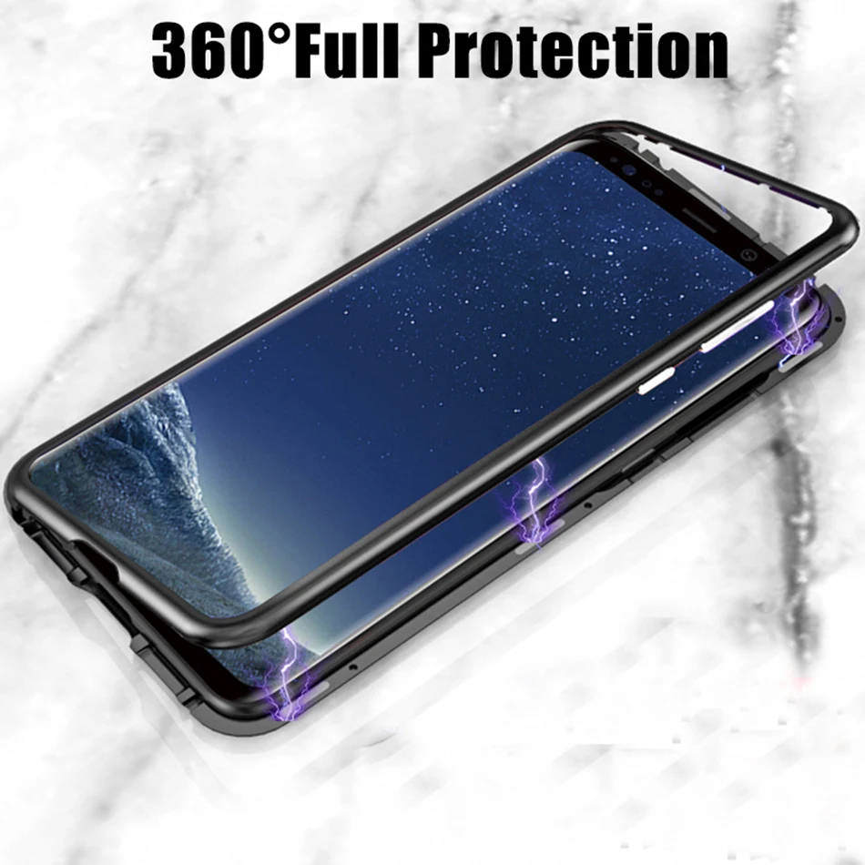 Magnético de la Adsorción del Metal Case Para Samsung Galaxy S8 S9 S10E S10 Nota 20 Ultra 8 9 10 Plus de Doble Cara de Cristal Templado Cubierta 4