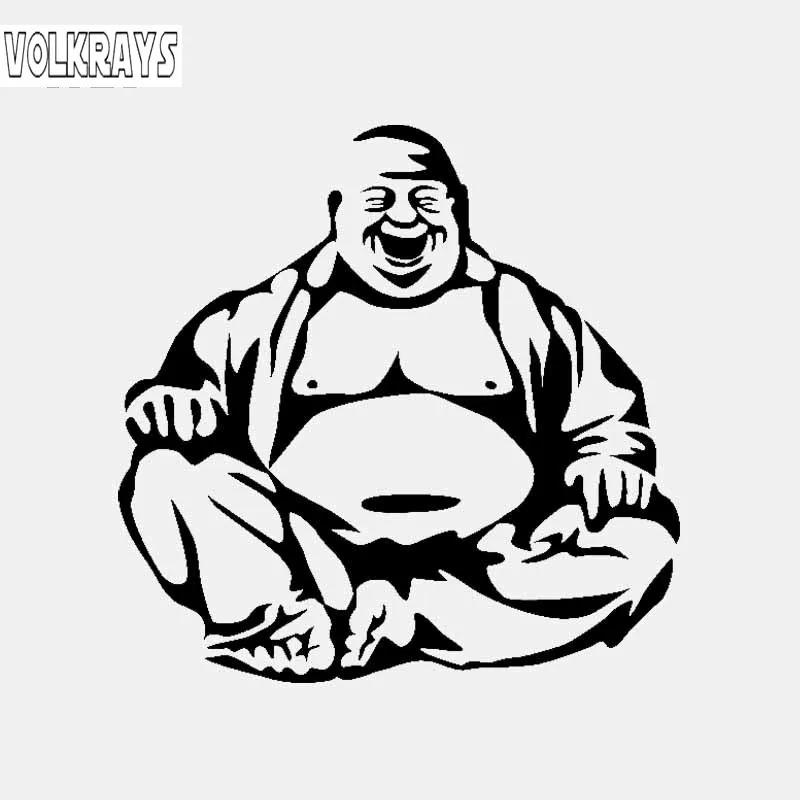 Volkrays de dibujos animados etiqueta Engomada del Coche de la Risa Buda el Budismo Accesorios reflectantes Calcomanía de Vinilo Negro/Plata,15 cm*16 cm 4