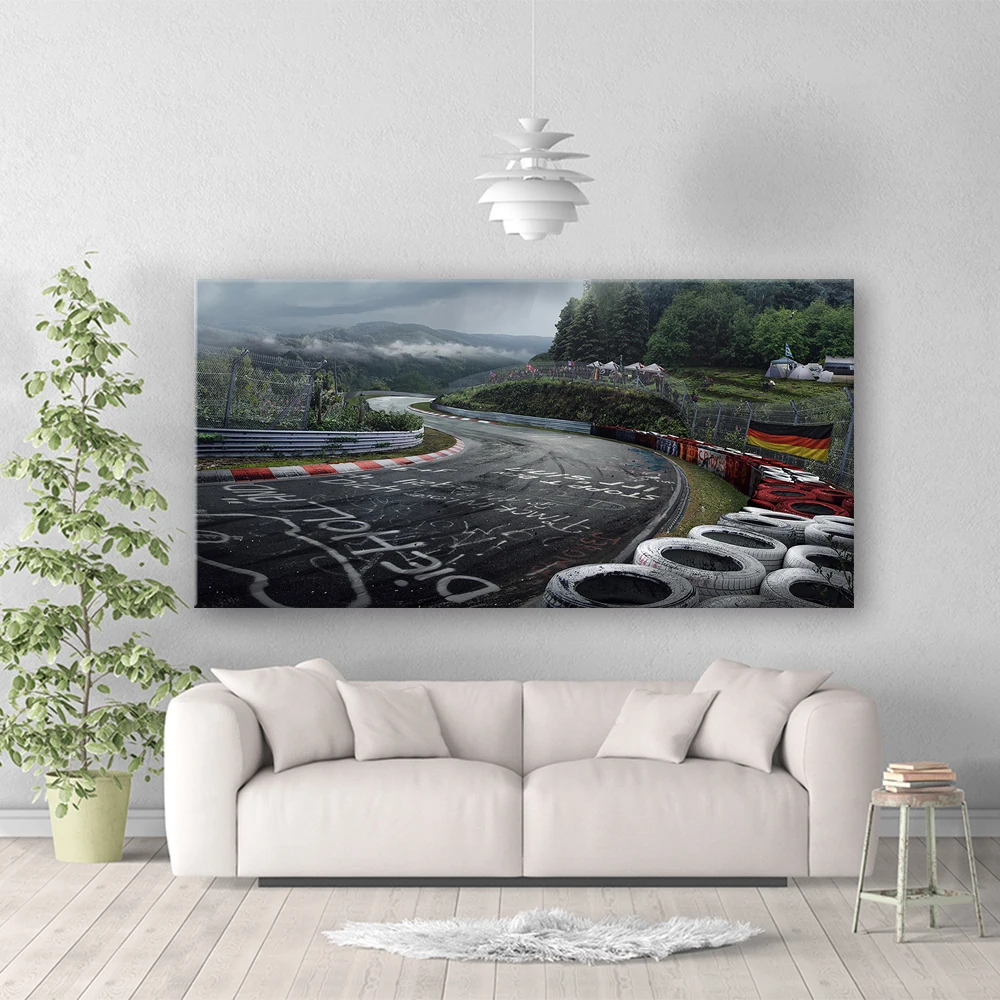 Arte de la pared Cartel de Nurburgring Rally de la Carretera de los Deportes de Pista del Coche de HD de Impresión de la Lona Pintura del Paisaje Forestal Sala de estar Decoración para el Hogar en la Imagen 4