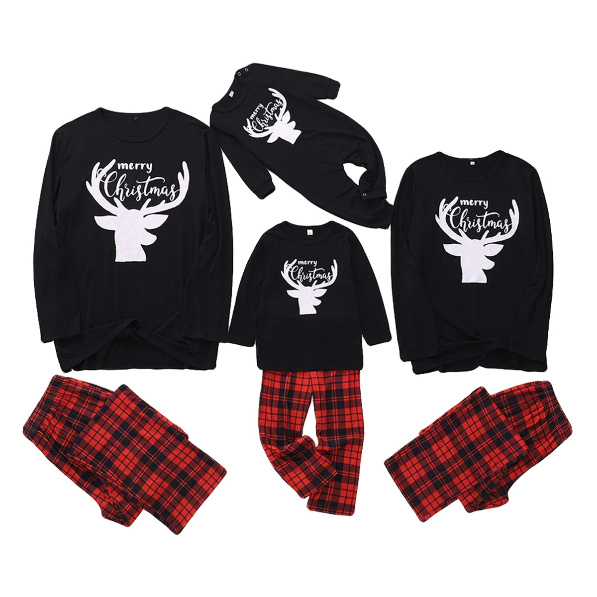 La familia Pijamas Trajes de Navidad de Padre-hijo Traje de la Familia de Coincidencia de Elk Carta a Cuadros Patrón de la ropa de dormir ropa de Dormir de Navidad de Navidad 4