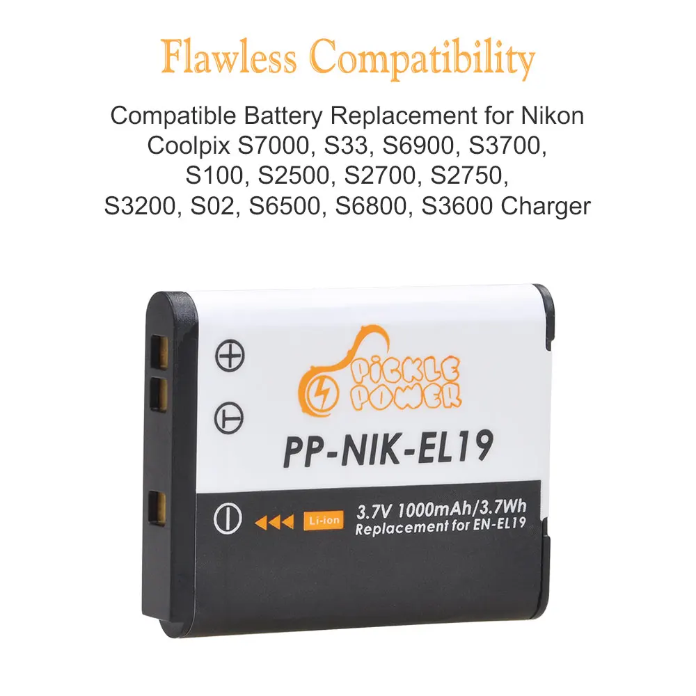EN EL19 EN-EL19 Baterías para Nikon Coolpix S32 S33 S100 S2500 S2600 S2750 S3100 S3200 S3300 S3400 S3500 S4100 S4150 S4200 S6400 4