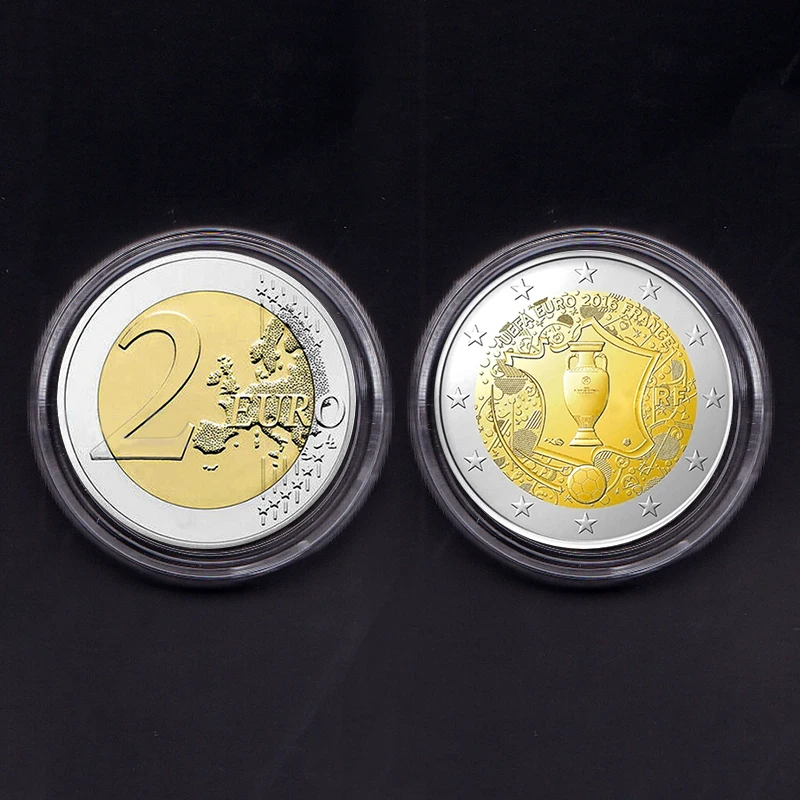Francia 2 Euro 2016 Juego de Fútbol Real del Auténtico Original de la Moneda Comemorative Colección de Monedas Raras de la Unc 1pcs de la moneda 4