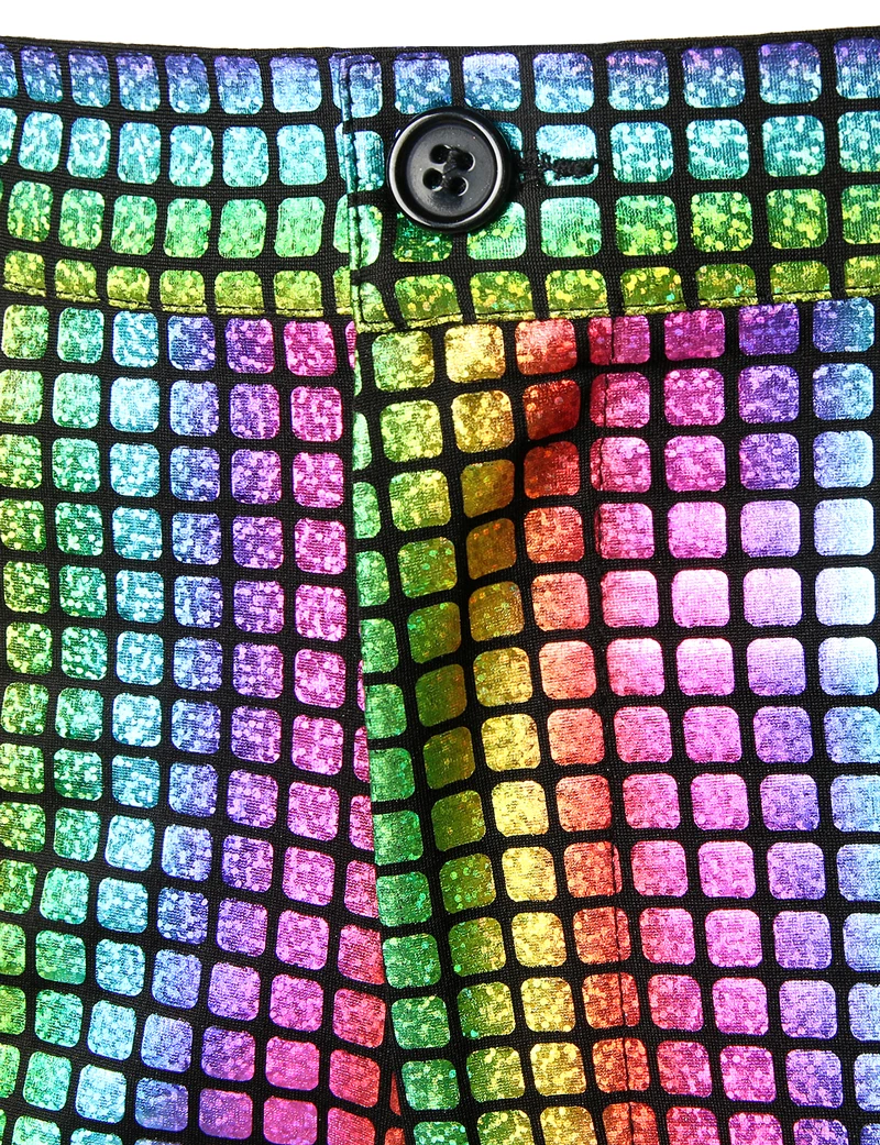 Arco iris de la tela Escocesa de Lentejuelas Brillo Pantalones de los Hombres de los años 70 Discoteca Partido Bailarina Cantante Pantalones para Hombre Discoteca DJ de la Etapa de Baile Pantalones Hombre 3XL 4