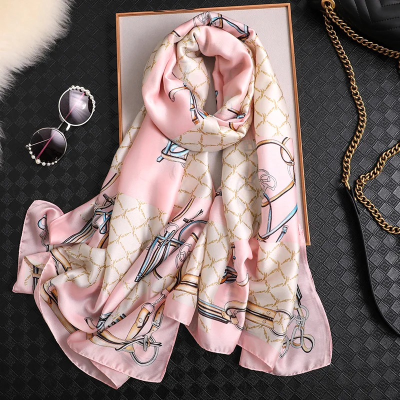 Moda Bufanda de Seda de las Señoras de lujo de Impresión bufandas Diseñador 2020 Chica Pashmina Bufandas de Verano de la Playa de el Chal de las Mujeres Foulard Hiyab 4