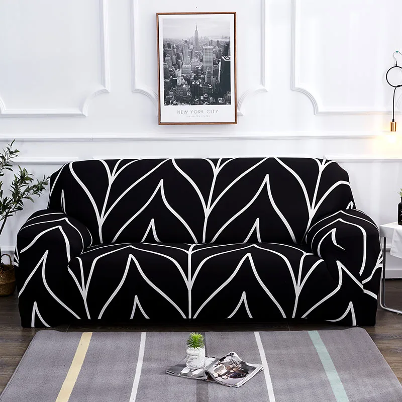 Sofá de la sala cubierta universal de elástico y la funda del sofá en forma de L y la funda del sofá de los muebles de la cubierta de spandex y la funda del sofá patrón geométrico 4
