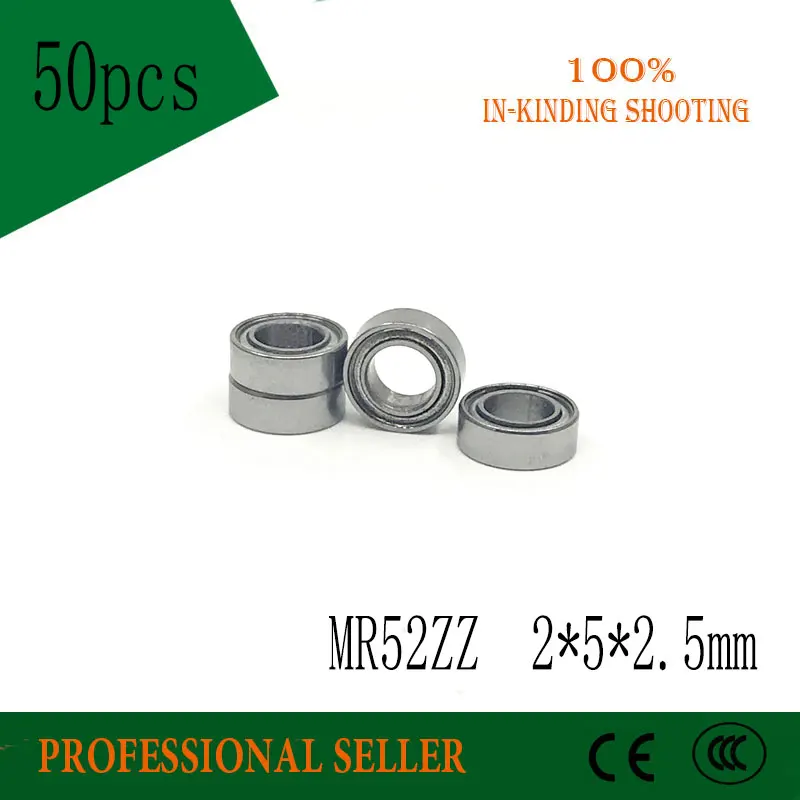 50PCS MR52ZZ 2X5X2.5mm P6 ABEC-3 Miniatura Cojinetes de rodamiento MR52ZZ 2*5*2.5 mm 4
