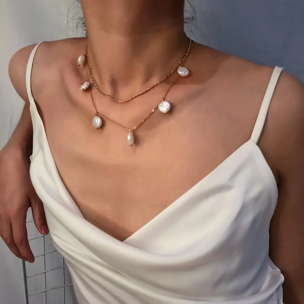 Purui Bohemio Gargantilla Collar de la Vendimia de Imitación de la Perla de la Borla de la Cadena de Moneda Encanto Pedante Collar para las Mujeres Joyería de la Moda 4