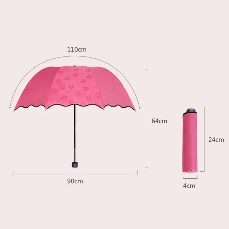 Mini portátil de Agua de Encuentro de Floración Soleado Paraguas de Señora Protección UV Color Sólido Sol Paraguas a prueba de viento de Viaje Paraguas-35 4
