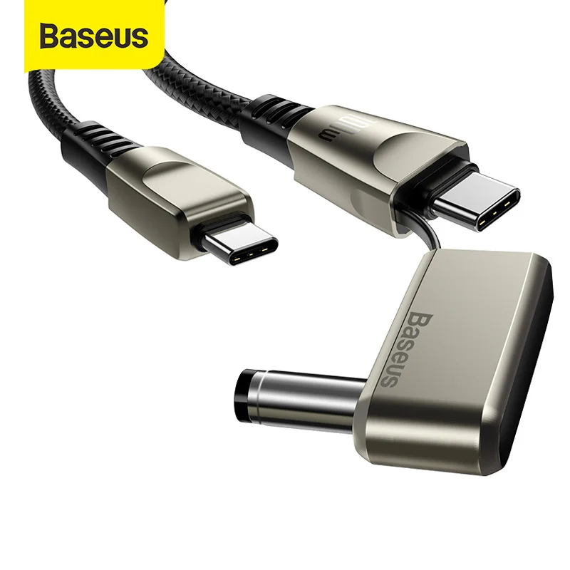 Baseus USB C a DC Cable de Alimentación de 100W 2in1 USB C a C Redondo/Cuadrado de DC fuente de Alimentación Cargador Rápido de Cable para el ordenador Portátil de la Tableta HUB Cable 4