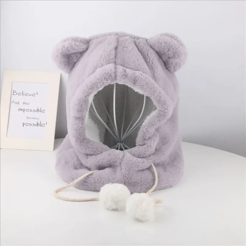 El invierno de los niños accesorios de dorsal, protección para los oídos engrosada gorro de conejo sombrero congelado gorro de invierno cálido bebé niños sombrero 4