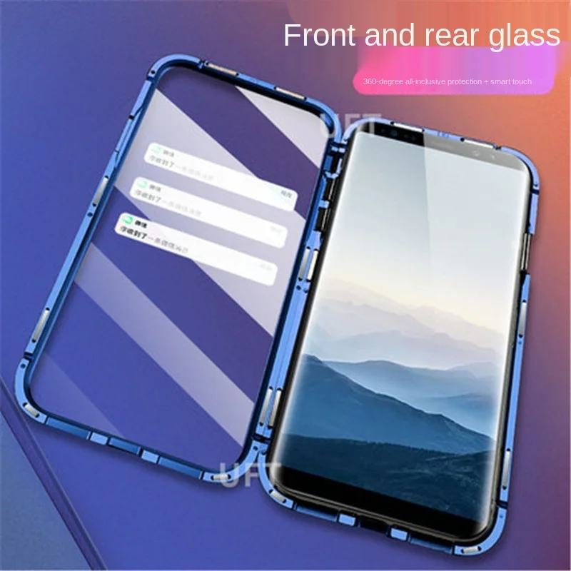 De Metal Magnético Caja De Cristal Para Samsung Galaxy S20 Ultra S8 S9 S10 Plus Nota 8 9 10 A71 A51 A70 A11 A21s 360 Completa De La Cubierta De Protección 4