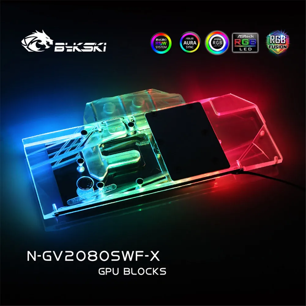 Bykski GPU Bloque de Agua de Cobertura Completa de Bloque Para Gigabyte RTX2080/2070 Super WINDFORCE VGA de Socialización del Disipador de calor del RGB N-GV2080SWF-X 4