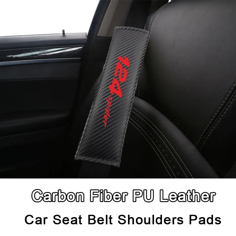 Cinturón de Seguridad del coche de la Cubierta Para el Fiat 124 Spider de Fibra de Carbono Textura Cinturón de seguridad de Vehículos de Cojín de la Protección de los Accesorios del Coche de Interior 2Pcs 4