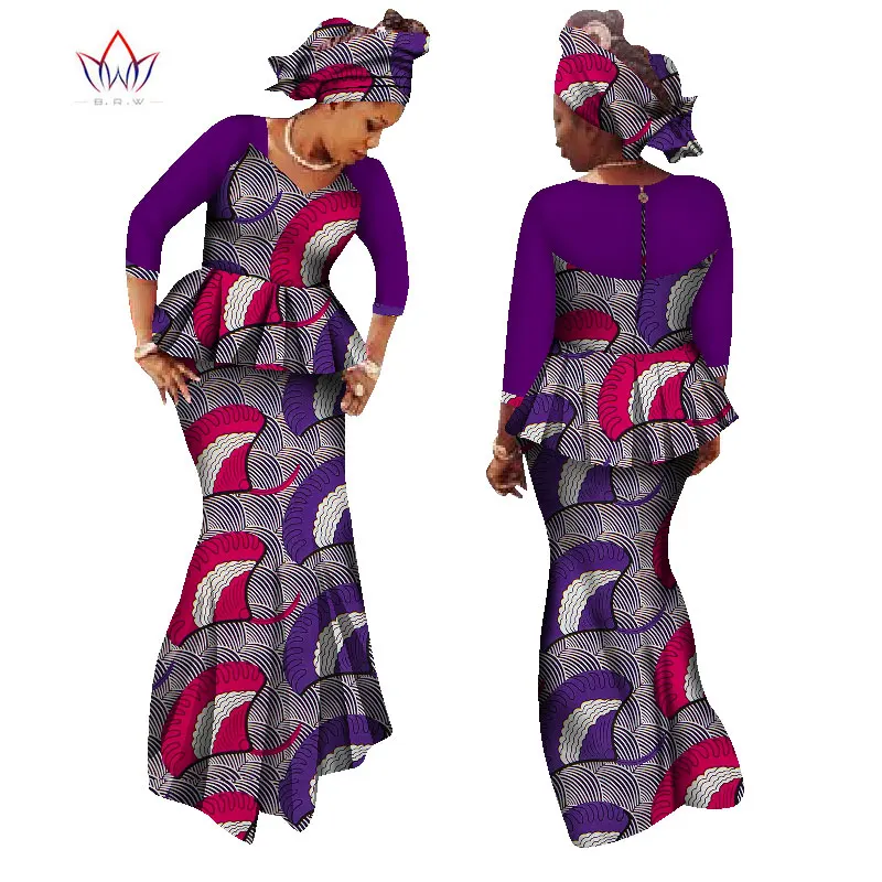 África Conjunto de Falda para las Mujeres Dashiki Top y Falda de África ropa Bazin Más el Tamaño de la Tradicional Africana Ropa WY1325 4