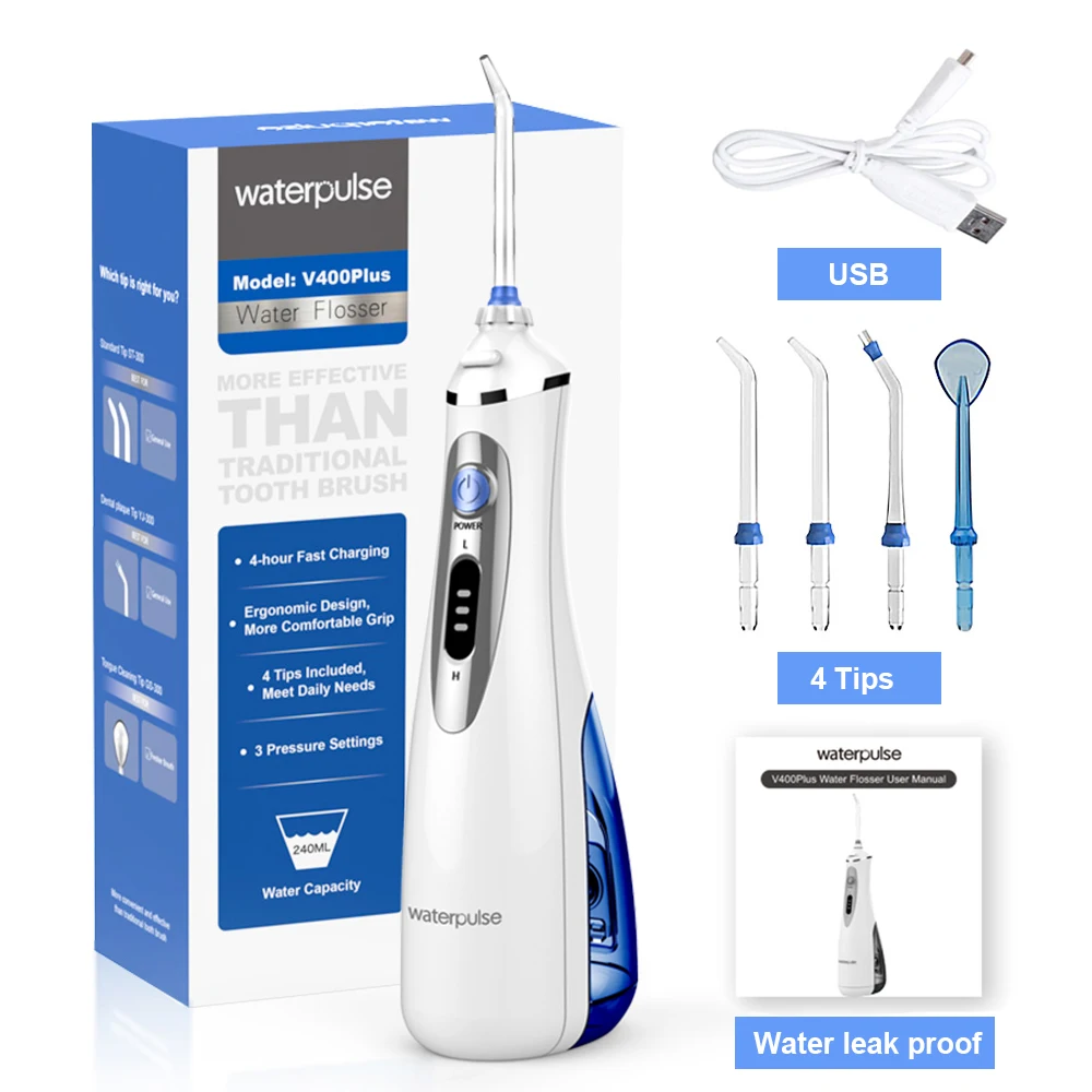 Waterpulse V400plus 3 Modos de Irrigador Oral Portátil Dental irrigador oral USB Recargable Eléctrico Jet Limpieza de los Dientes de la Máquina 4