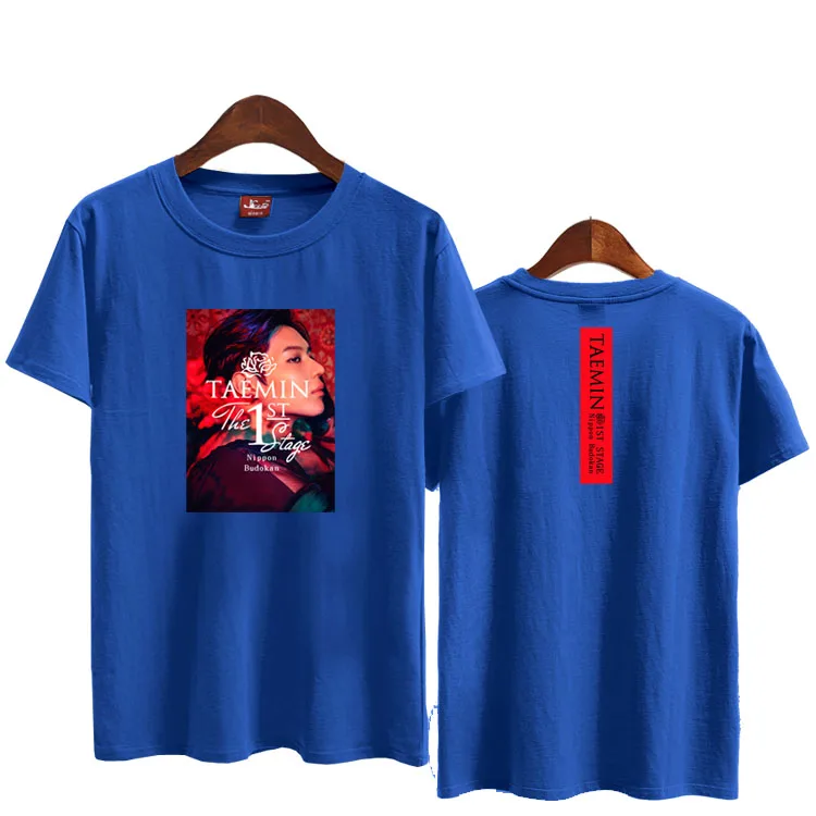 Estilo de verano shinee taemin la primera etapa de conciertos misma impresión o de cuello de manga corta t shirt unisex kpop suelta la camiseta 4
