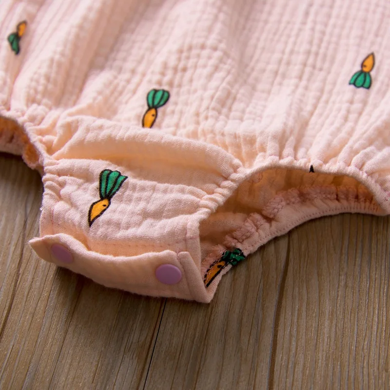 Bebé recién nacido ropa strawber rrompers Arrugado traje de niño de la muchacha de la ropa Cubierta de Botón Impreso patrón de dibujos animados de verano 4