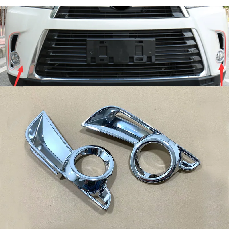 Para Toyota Highlander 2018 2019 ABS Delantera Cromada Reflector de la Luz de Niebla Cubierta de la Lámpara de la etiqueta Engomada de la Decoración de Accesorios decorativos 2 Pcs/lot 4
