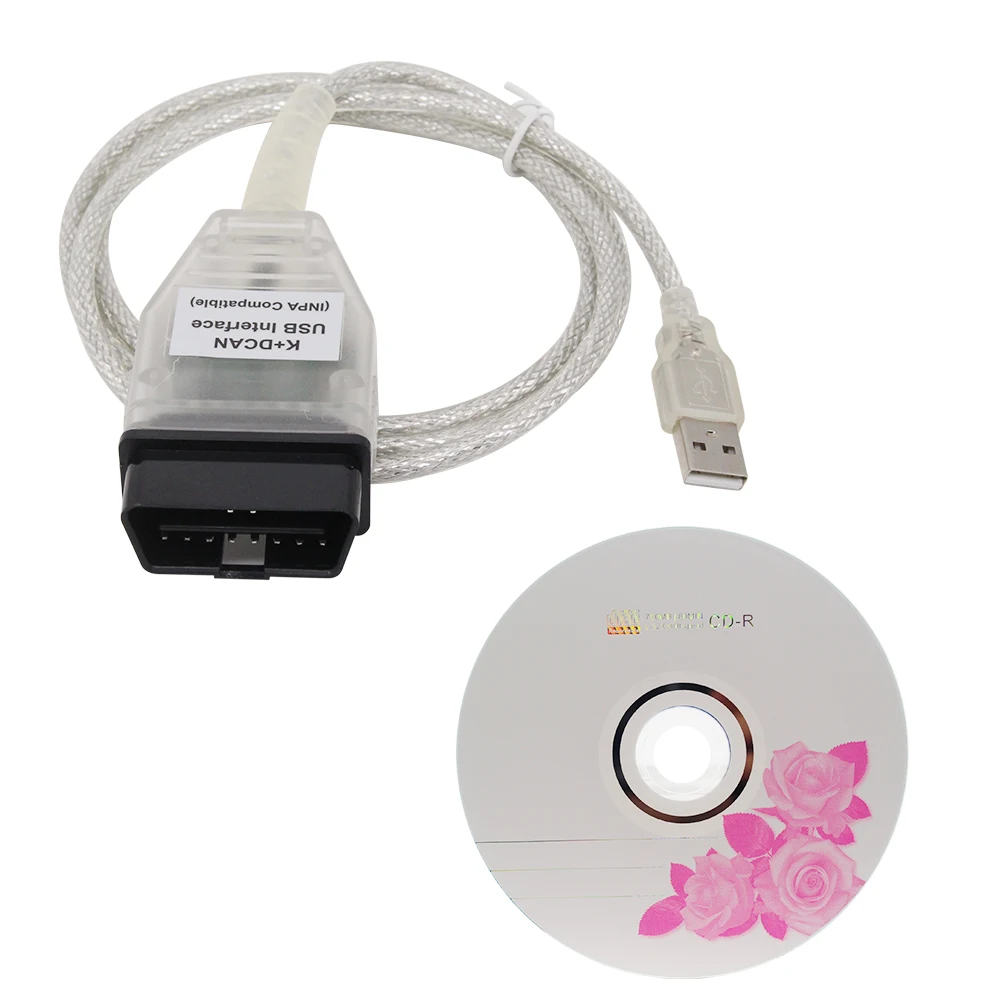 De alta Calidad Para BM-W INPAK+DCAN USB Interfaz de Ediabas / INPA K+CAN D-CAN para BM-W 1998-2008 Profesional de Diagnóstico de Cable 4