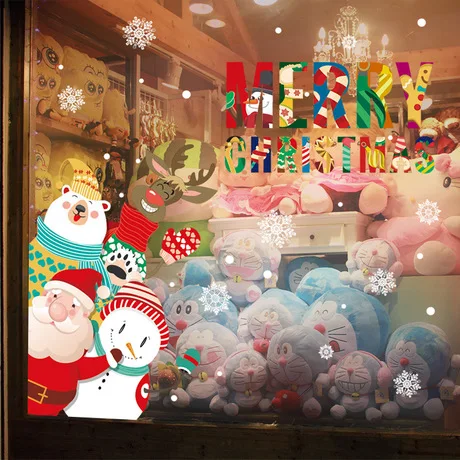 La navidad Colgante y Colocar los Adornos de Navidad elk adornos que cuelgan de la pared pegatinas de ventana de la decoración de la Navidad de santa 2 piezas/set 4