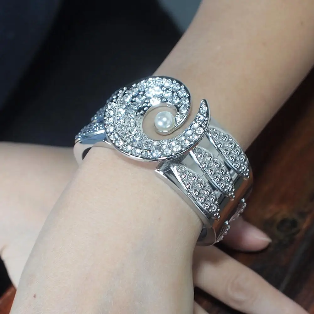 La aleación de Pulsera brazalete de diamantes de imitación de Lujo Pulseras de diseño Para las Damas de Imitación de la Perla de las Mujeres de la Moda de Joyería de UKMOC 4