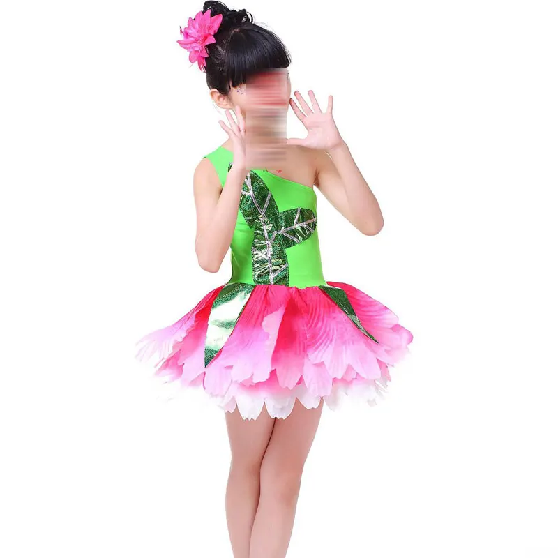 Nuevo Día de los Niños Chinos de Realizar los Disfraces de los Niños Escaparate de Jazmín de Baile Vestidos de Pétalos de Ropa de la Etapa de Rendimiento de Ropa 4
