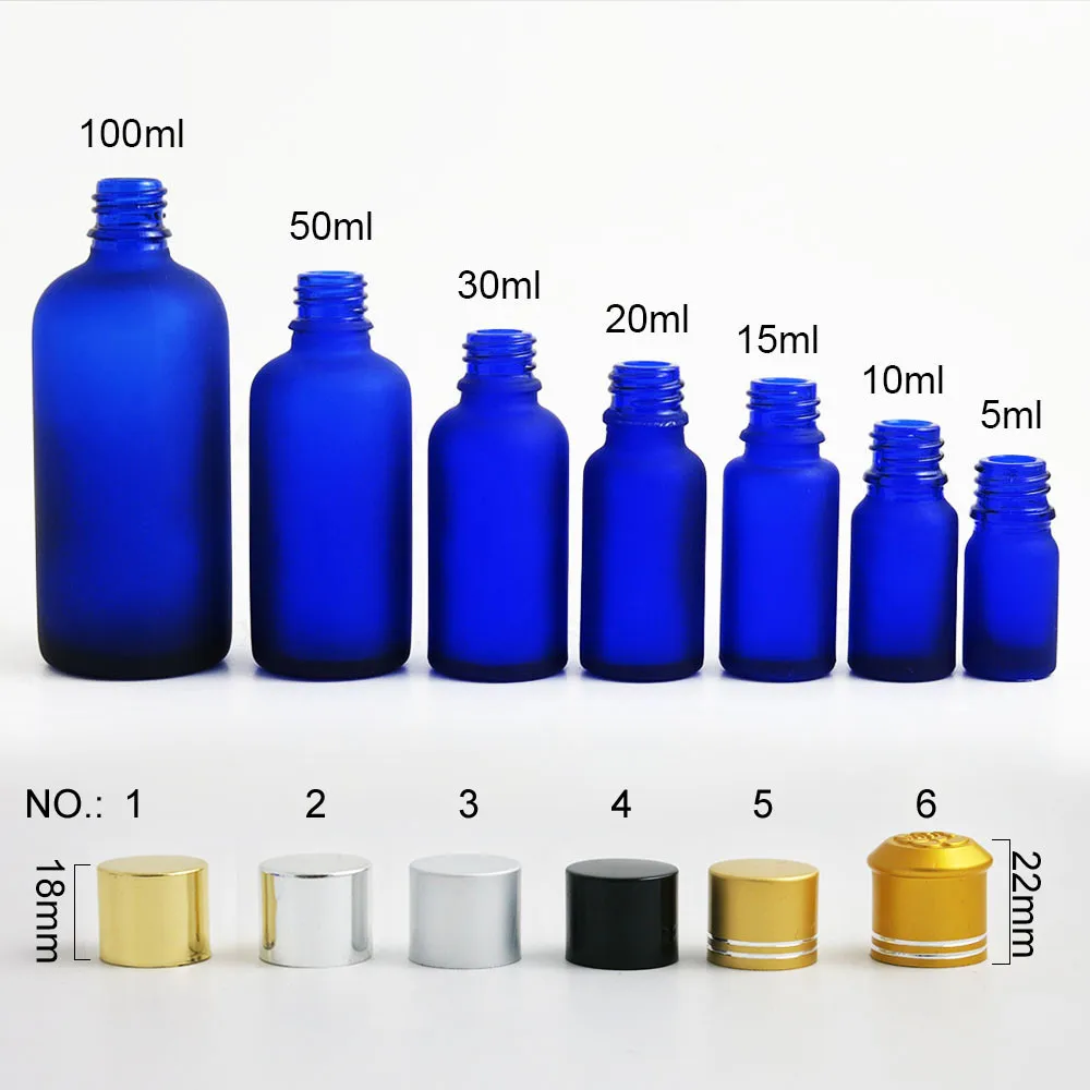 20 x Azul Cobalto Opalino Botella de Vidrio de 5 10 15 20 30 50 100 ml Envase Cosmético con precinto de la tapa superior de viajes botella vacía vial 4