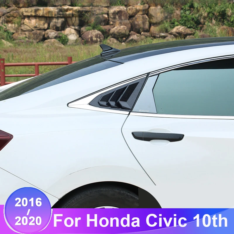 Auto Panel de Cuarto Trasero de Ventilación Lateral de la Ventana de la Persiana de Cubierta Para Honda Civic 10 de 2016 2017 2018 2019 2020 Accesorios 4