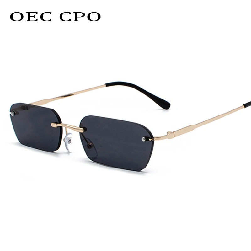 OEC CPO de la Moda de las gafas sin Montura Gafas de sol de las Mujeres de la Vendimia de la Marca de las Señoras del Diseño Transparente de la Lente de gafas de Sol Para Mujer Rectángulo UV400 O94 4