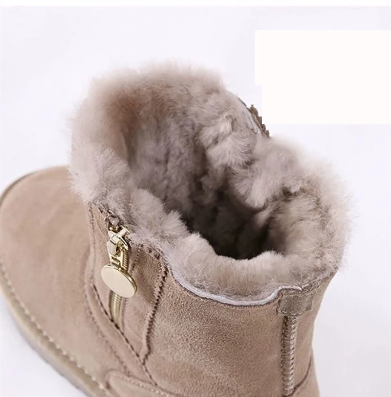 Botas de nieve Zapatos de las Mujeres para las Mujeres 2020 Invierno Botas de Piel de Grey Cremallera Corta de Felpa Zapatos de Plataforma Caliente Australia Botas Peludas 4