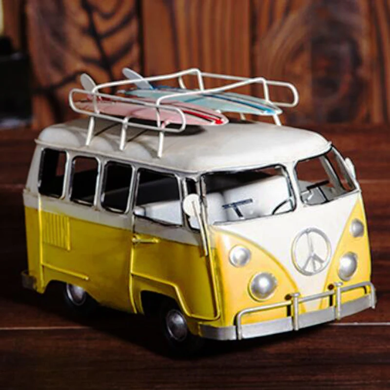 La vieja Mano de hierro retro antiguo autobús público patineta surf bus modelo de coche de la decoración de la ventana de la tienda de la colección de joyas 4