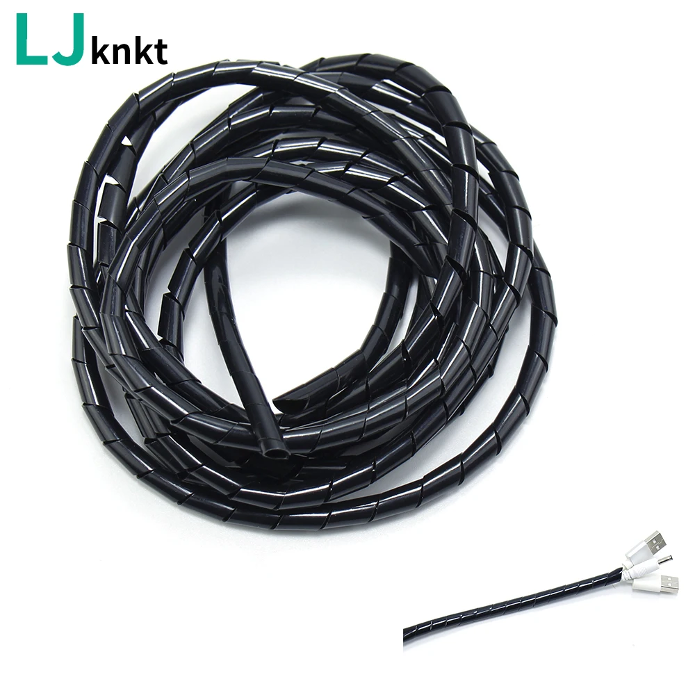 6mm de Cable aislante de tubo en espiral en blanco y Negro subproceso de gestión de Cable del dispositivo de manga arnés de cables de la manguera de liquidación de la tubería 4