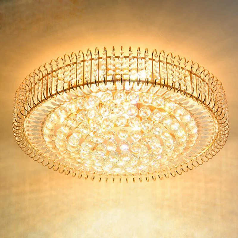 De oro de techo de cristal de la lámpara salón lámpara LED creativa restaurante dormitorio de la lámpara redonda Europea de techo accesorio de iluminación del led 4